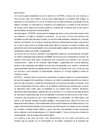Bienvenida DISTRITAL 2010