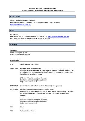 Programa del "YOUNG AUDIENCE SEMINAR – « THE PUBLIC OF THE FUTURE »"