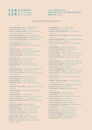 Lista de participantes del Seminario El Público del Futuro edición 2014