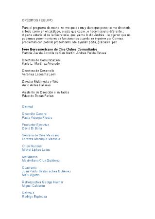 Propuesta para los Créditos del Equipo de DISTRITAL, Semana de Cine Mexicano y Otros Mundos.