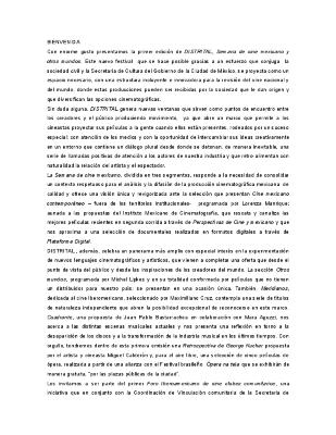 Bienvenida DISTRITAL 2010