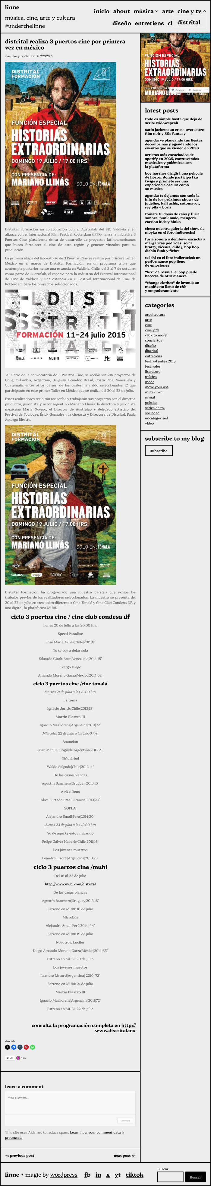 Linne Magazine - Distrital realiza 3 Puertos Cine por primera vez en México