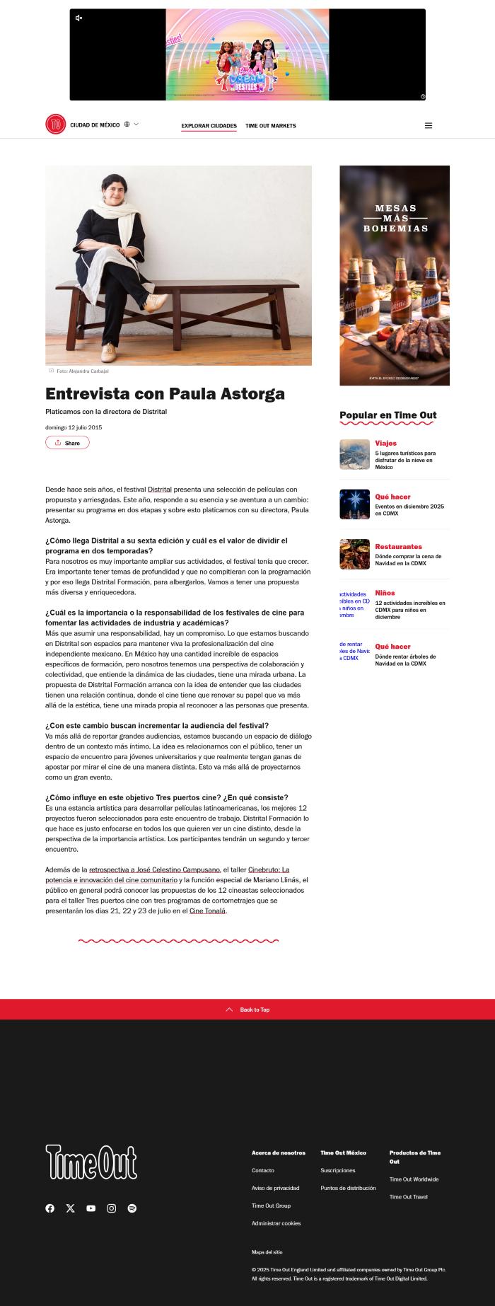 Time Out - Entrevista con Paula Astorga