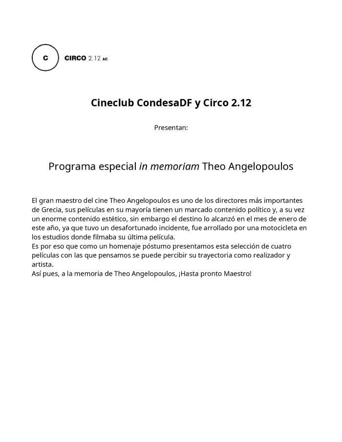 Programa In memoriam Theo Angelopoulos