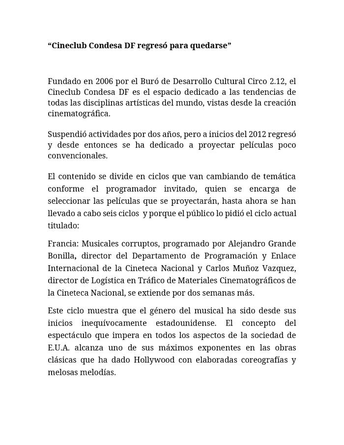 Nota promocional para blog EnFilme ciclo Musicales Corruptos