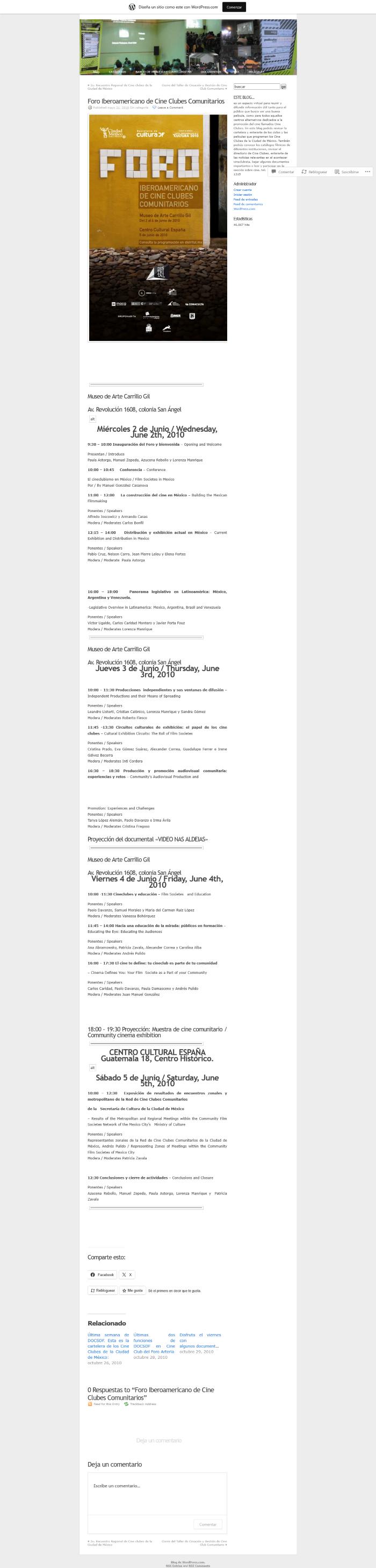Nota de prensa del Foro Iberoamericano de Cineclubes Comunitarios - Blog de Cineclubes DF