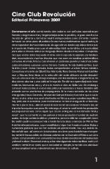 Programa de mano del ciclo Cine = Música + Inspiraciones y del ciclo México Reciente junio-agosto 2009