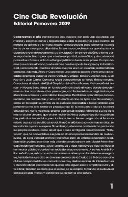 Programa de mano del ciclo Cine = Música + Inspiraciones y del ciclo México Reciente junio-agosto 2009